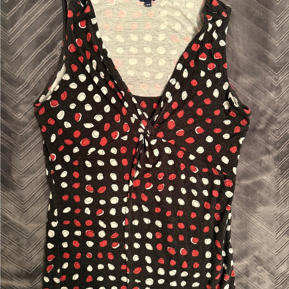 Reitmans Black and Rusty/Red Polka Dot Tank Top